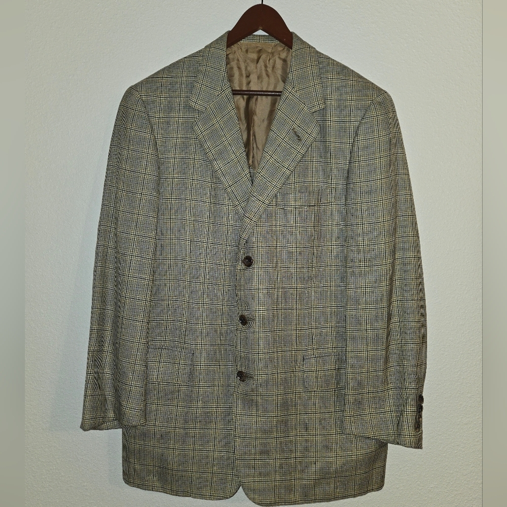 Oxxford Clothes Mens Sport Coat - 41R - Manhatten - Silk/Wool - Glen Plaid